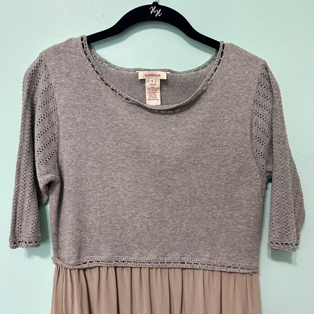 Sundance Gentle Dove Cotton Knit Bodice and Silk Dress w Pockets Gray Size Small - Picture 3 of 8